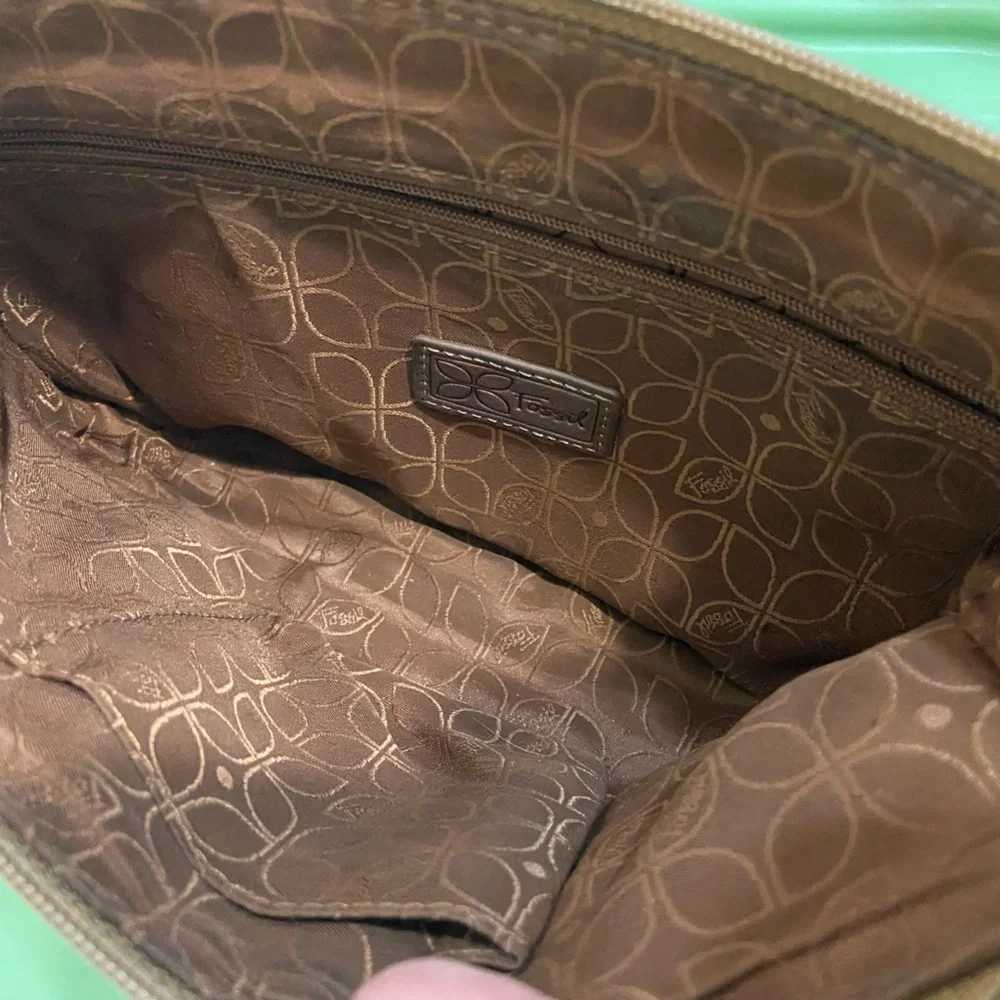 Vintage Fossil Crosstown Crossbody Bag Pebbled Leather Chestnut Brown - Picture 7 of 13